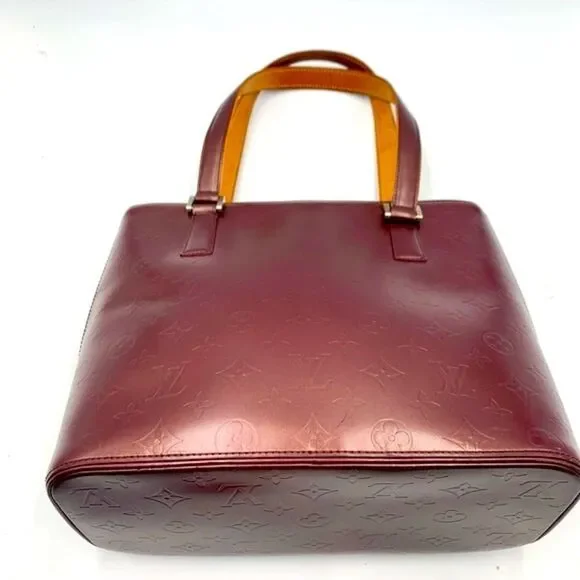 Auth Louis Vuitton Stockton Violette Embossed Monogram Matte Leather Tote Bag - Picture 2 of 16